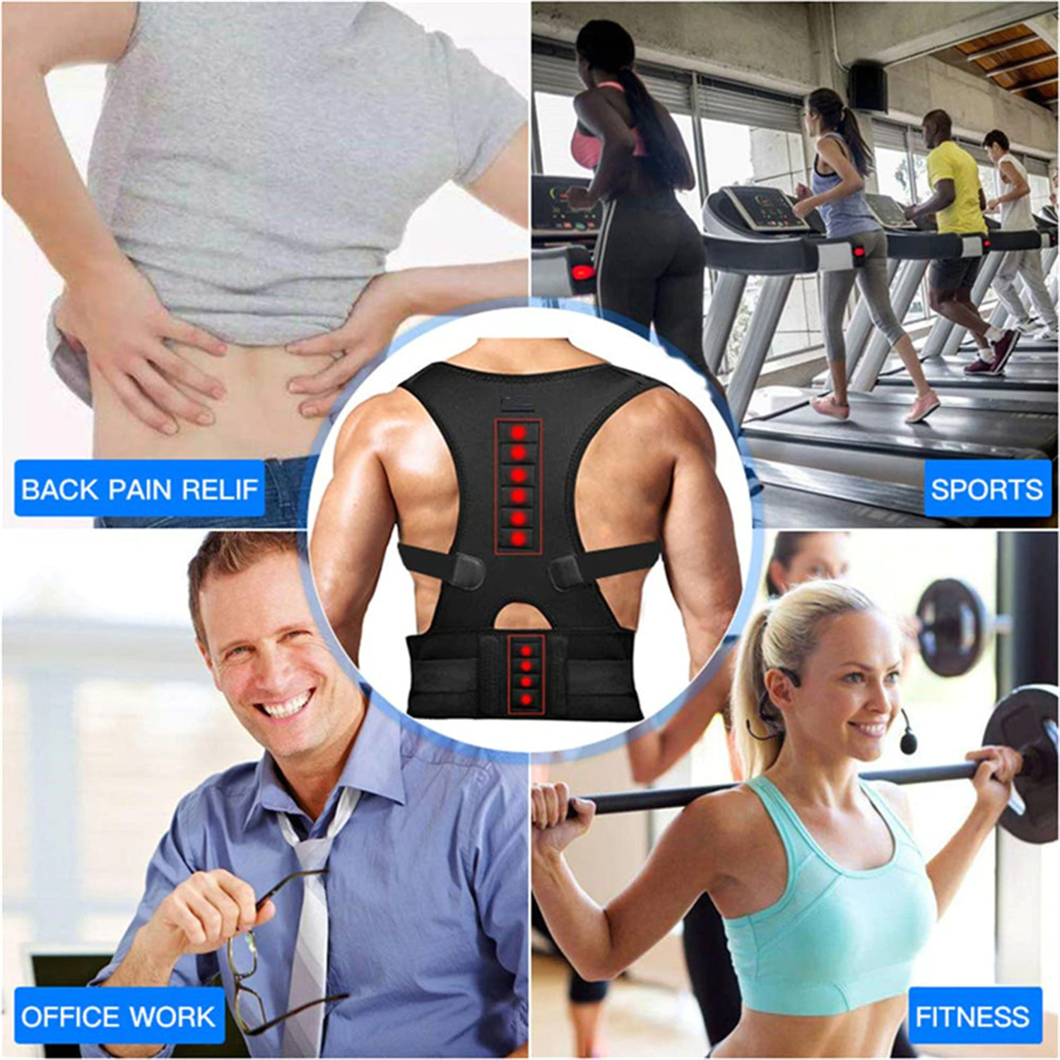 Posture Corrector Support Magnetic Back Shoulder Brace Belt Band for Men Women